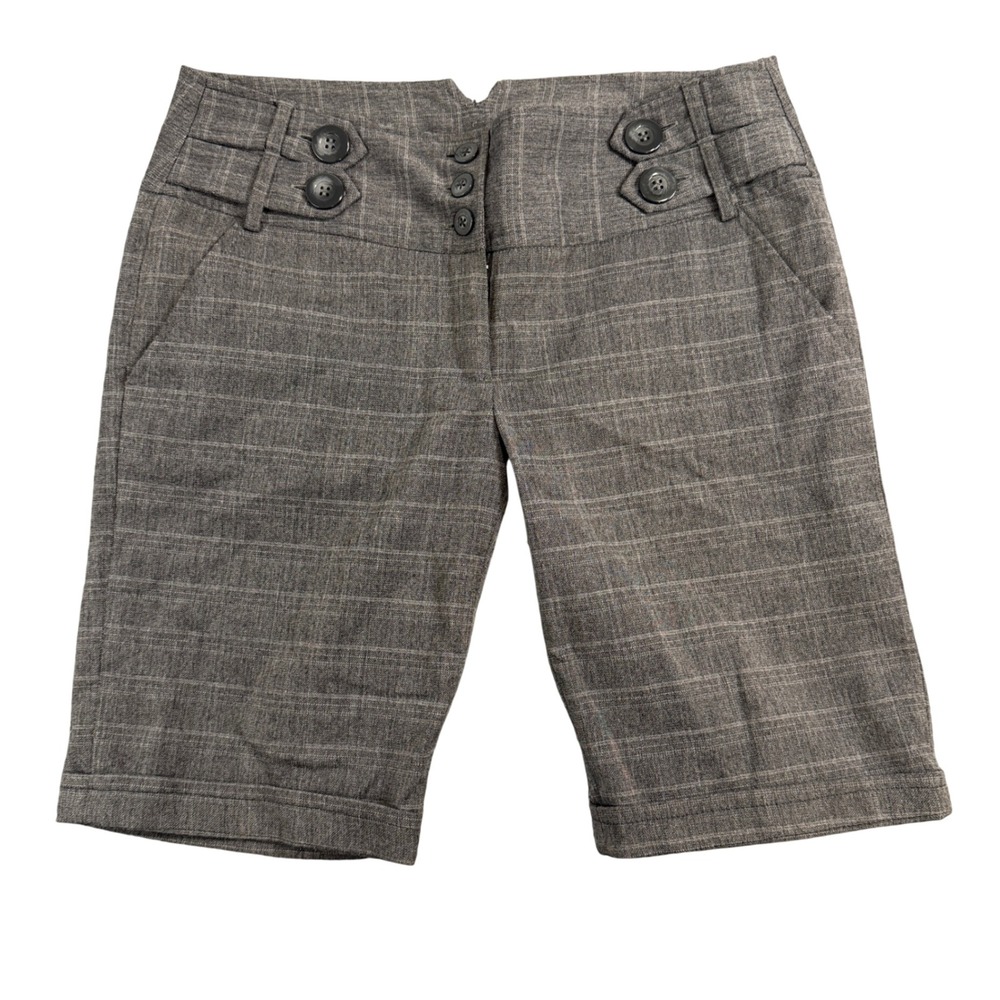 Star City Grey Y2K Plaid Bermuda Shorts Womens Size 3 Button preppy